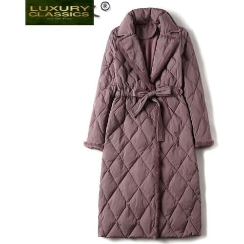 Long Womens Down Jacket 90% White Duck Down Coat Female Korean Parkas Woman Mink Fur Autumn Winter 2021 Mujeres Abrigos