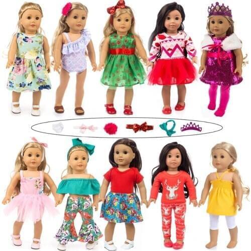 Hot 10 Style suit Fit for American Girl Doll Clothes 18-inch Doll , Christmas Girl Gift(only sell clothes)