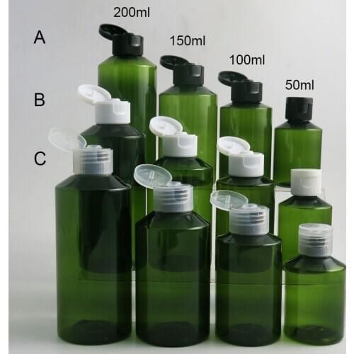 Refillable Empty 50 100 150 200 ml 5oz Big Cosmetic Amber PET Plastic Bottle Shampoo Lotion Cream Skin Care Bottles Flip Cap