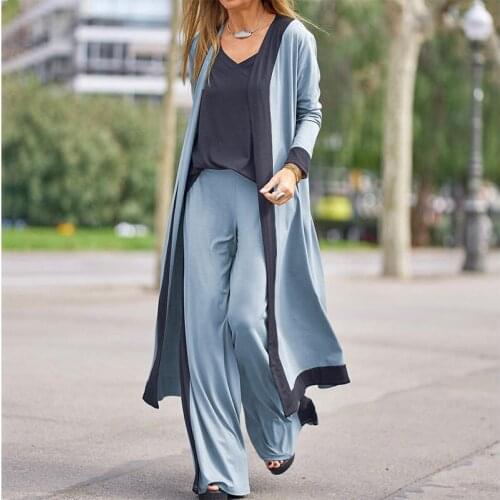 Fashion Patchwork Cardigan Suit Women Elegant Suspenders Straight Leg Pants Three-Piece Sets Autumn Lady Casual Loose Outfits