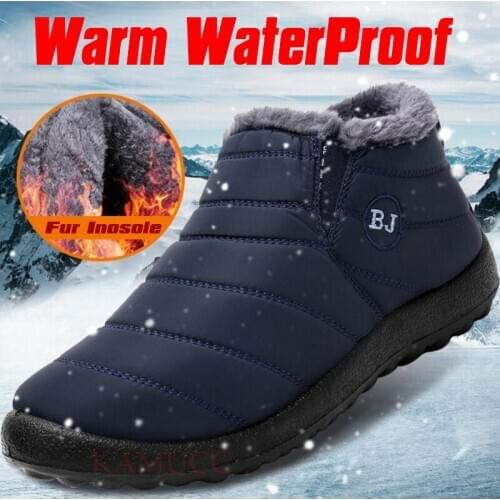 Plus Size Men Boots Fashion Winter Boots for Men Fur Winter Snow Boots Plush Fashion Mans Footwear Warm Waterproof Men Shoes