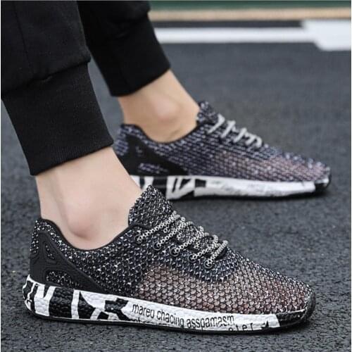 2021 New Summer Mesh Sports Shoes Mens Breathable Casual Mesh Sneakers Comfort Lace-Up Non-Slip Low-Top Running Shoes Footwear