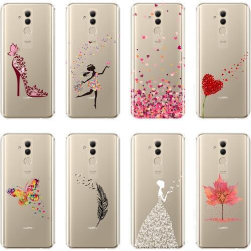 Soft Phone Case Silicone For Huawei Mate 20 10 9 Lite Black Heart Girl Love Shoes Back Cover For Huawei Mate 7 8 9 10 Pro Case