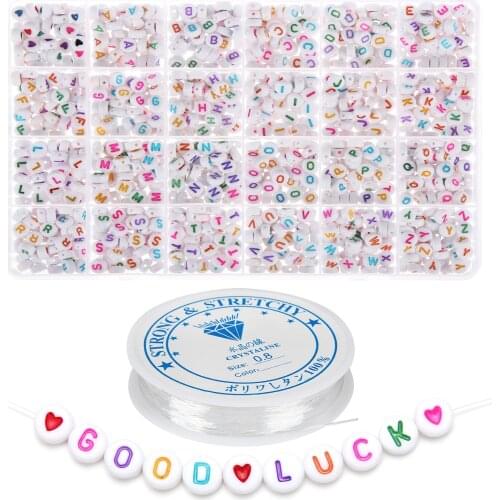 1200pcs 26 Letter Beads Kit Letter + Heart beads For Jewelry Making Children DIY Letters Words Bracelet Necklace Beads Set New