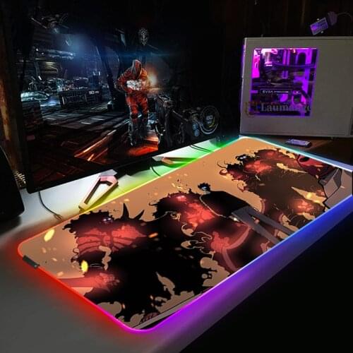 Table Pads Solo Leveling Mouse Pad Computer Keyboard Gamer Accessories Mause Rgb Carpet Xxl LED Luminous Mausepad Mat Anime