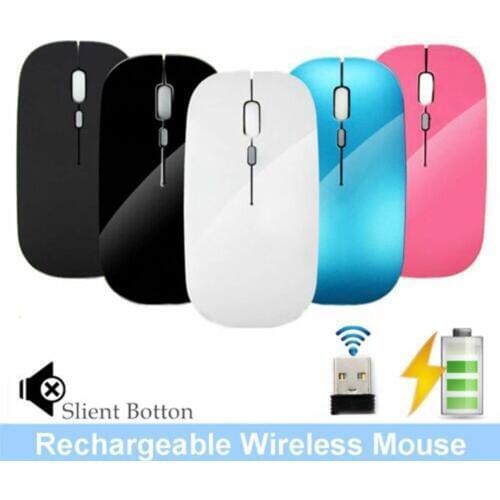 2019 New 2.4GHz Rechargeable Wireless Mouse Silent Button Ultra Thin USB Optical Mice