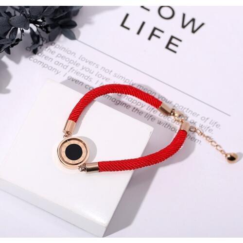 YUN RUO New Arrival Fashion Two Side Lucky Red Line Bracelet Woman Gift Rose Gold Color Fashion Stainless Steel Jewelry Not Fade