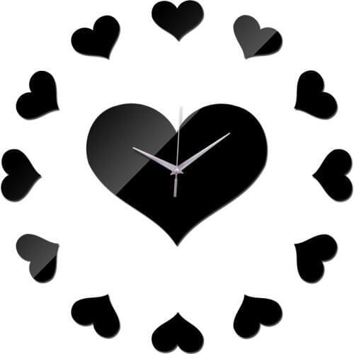 New design single face quartz wall clock heart-shaped dial fashion heart hearts shape decoration wall stickers clocks
