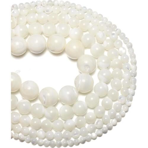 Wholesale Natural Shell Beads white Round Shell Stone Bead for Jewelry Making DIY Bracelet Necklace stone Strand 15.5