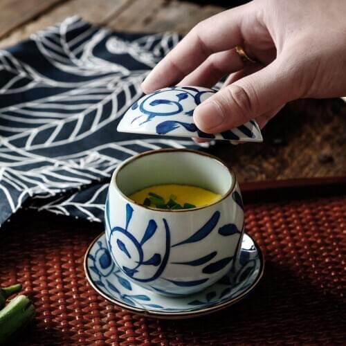 Steamed egg cup birds nest stew Japanese miso soup bowl with lid restaurant household ceramic dessert cup tableware