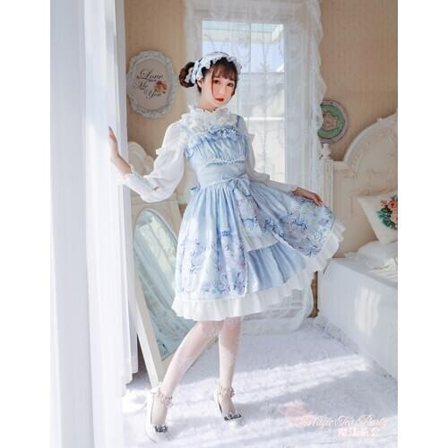 Princess tea party sweet lolita dress vintage lace bowknot cute printing victorian dress kawaii girl gothic lolita jsk loli cos
