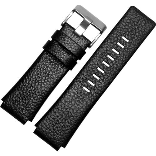 Hot sale 28*22mm 28*20mm Mens Watch Band Black Genuine Leather Strap with Stainless Steel Buckle DZ1089DZ1123DZ1132