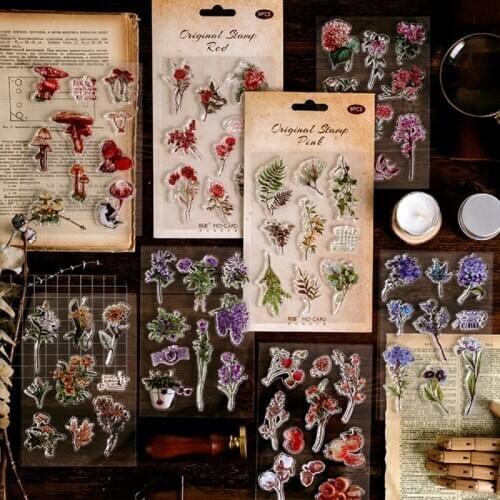 Retro Fern mushroom Pinecone sunflower transparent silicone clear stamp for scrapbooking album DIY craft decoration rubber stamp