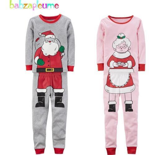 Babzapleume Toddler Christmas Outfits For Baby Boys Cartoon Cute T-shirt+Pants Little Girls Clothes Children Clothing Set BC1713