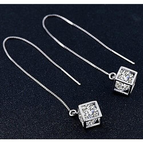 Cellacity 925 Sterling Silver Women Drop Earrings With Square Shape Zircon Gemstones Fine Jewelry Female Wedding Party Gifts