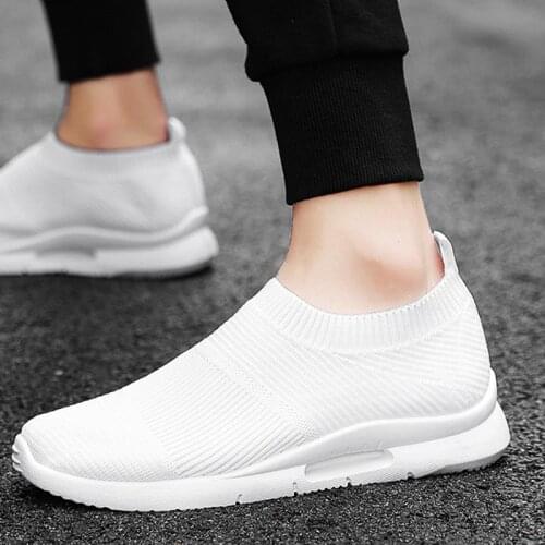 Air Mesh Summer White Sports Shoes Man Running Shoes Sport Men White Sneakers Socks Male Sneakees Chausure Footwear Walk E-464