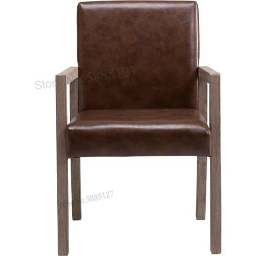 Modern Minimalist Retro Distressed Backrest Solid Wood Armrest Hotel Restaurant Dining Chair Leisure Net Red Chair