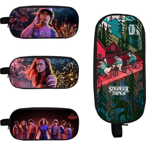 3D Stranger Things Season 3 Woemn Cosmetic Bag Pencil Box Kpop School Supplies Mochilas Stranger Things Makeup Zipper PencilCase