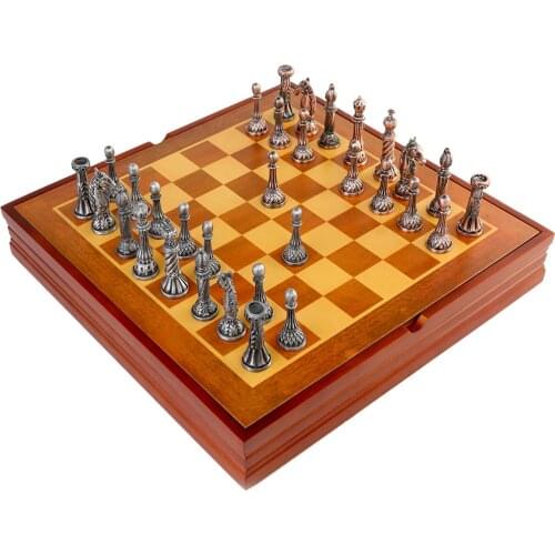 Themed Chess Free Shipping High Quality New Arrival Tin Zinc Alloy Metal Chess Set Rome Style Chess Pieces Chess Set Luxury