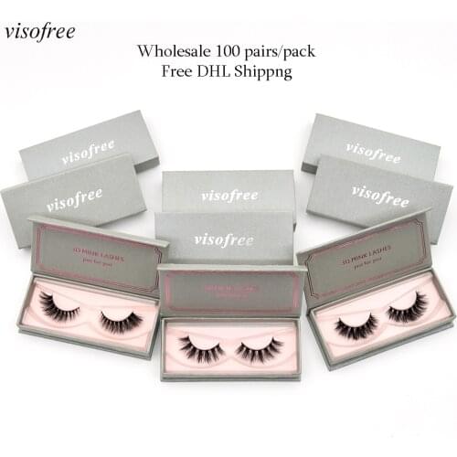Visofree 100pairs/lot wholesale 3D mink lashes fluffy thick eye lashes full strip makeup faux cils eyelash packaging lashes bulk