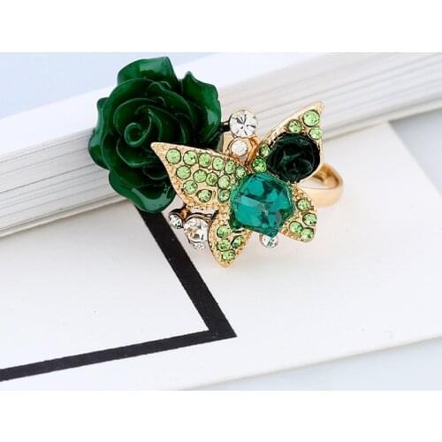 Fashion Rose FLowers Ring For Women Ladies Bride Engagement Gold Color Finger Rings Wedding Jewelry Accessories 2020 New