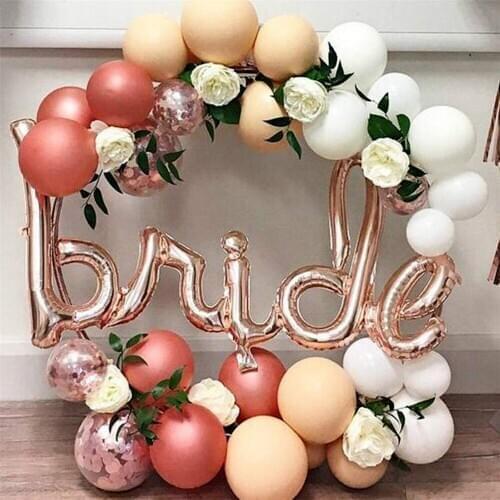 Rose Gold Link Bride To Be Letter Foil Balloon Wedding Decorations Baby Showe Valentines Day Bridal Party Balloon Gift Supplies