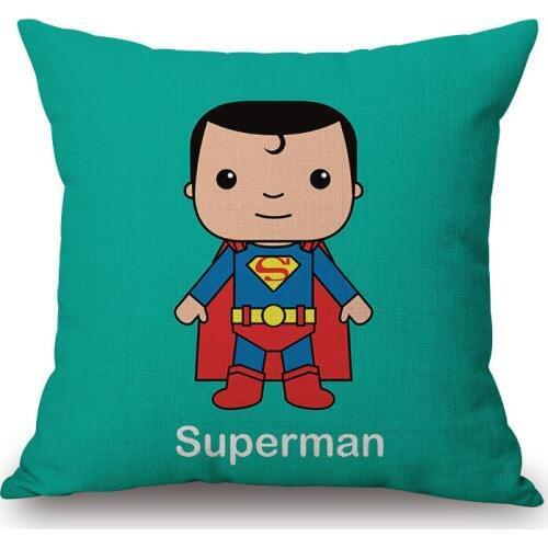 1 piece Crative Cartoon Style Heros Pattern Seat hug pillow cover Decorative Home Chair Throw Pillow Case Cotton Linen 45cm