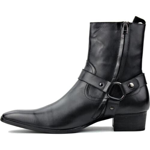 2020 NEW Fashion Mens Dress Boots Genuine Leather Boots Ankle Zipper-up Motorcycle Boots Chelsea Boots classic Calfskin Shoes