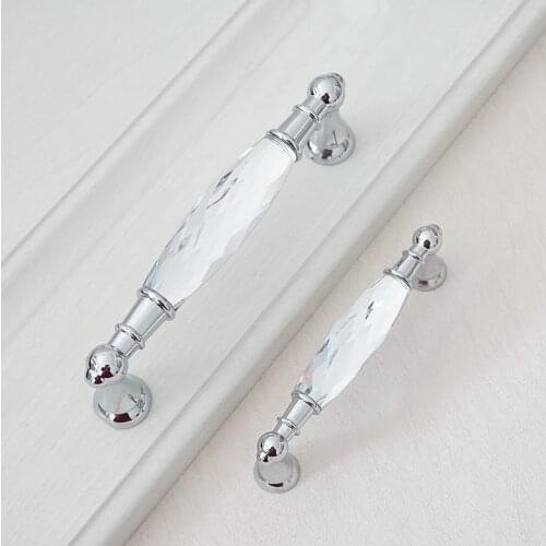 3.75" 5" Glass Dresser Handles Drawer Handles Pulls Knob Chrome Clear Silver Black Modern Crystal Kitchen Cabinet Handle Pull