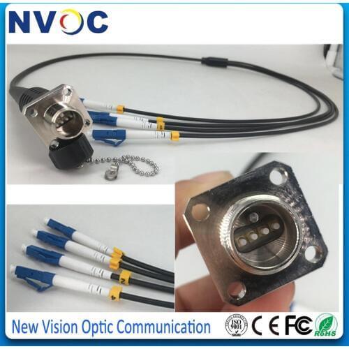 4Cores,Dia:4.5mm,Imported Armaid Yarn,Armored Cable,Black TPU Jakcet,L:50CM,ODC Square Type (Female) to LC/UPC Fiber Patch cord