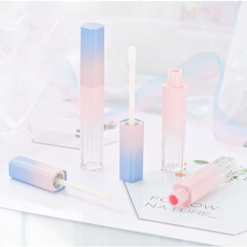 5/10/30/50pcs 5ml gradient pink blue long square Empty Makeup DIY Lip Glaze Tube lip gloss bottle lipstick shell packaging diy
