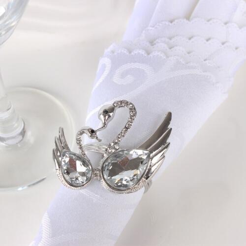 6pcs/lot Hotel Swan crystal wedding napkin ring, fine restaurants clubs, fashion decorative napkin buckle