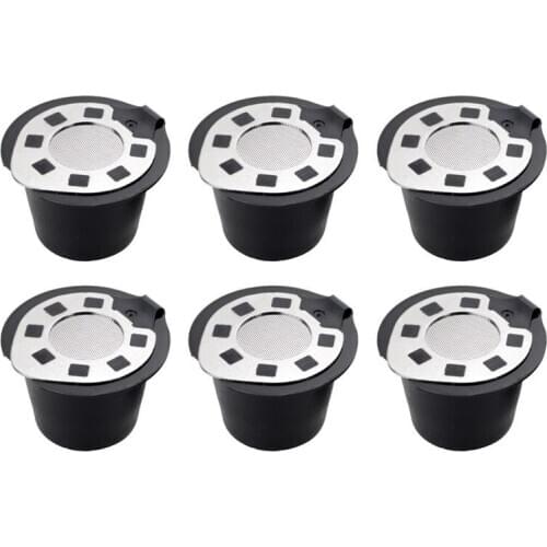 6 Pcs Reusable Refillable Refill Coffee Capsule Pod Filter Baskets Compatible with Nespresso Machines Brewer Maker