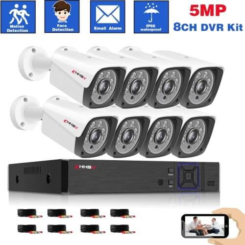 8CH 5MP HD CCTV Camera System AHD DVR Kit 8PCS 5MP IR Night Outdoor Security Camera P2P Video Surveillance Kit 2TB HDD