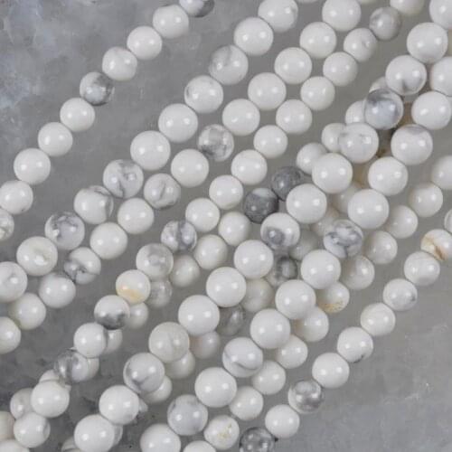 4MM White Howlite Round Loose Beads Strand 15.5 Inch Jewelry For Gift Making B337