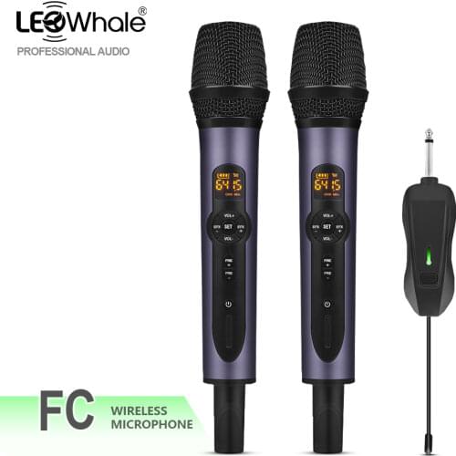 Rechargeable Portable UHF Dual/Single Channel Wireless Karaoke Microphone Micro Adjustable Echo Treble Bass Home Sngsing