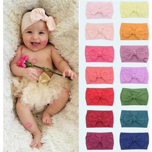Baby Girls Elastic Cotton Headbands Knot Bow Headband Bow Princess Girls Hair Accessories Birthday Baby Shower Party Dress up