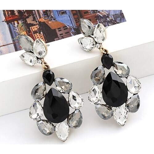 ZHINI Elegant CZ Crystal Earrings for Women Fashion Statement Earrings Jewelry Accessories Rhinestone Dangle Earring brincos