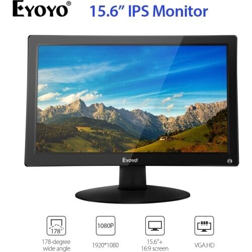 EYOYO EM15C 15.6" IPS Color LCD Screen TV Computer Monitor FHD 1920x1080 Display With AV VGA BNC USB input For PC CCTV Camera