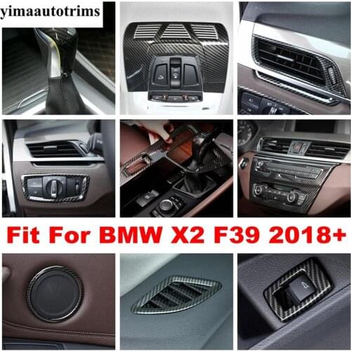 Carbon Fiber Look Interior Refit Kit Accessories For BMW X2 F39 2018 2019 2020 Front Air Conditioning AC Vent Outlet Cover Trim