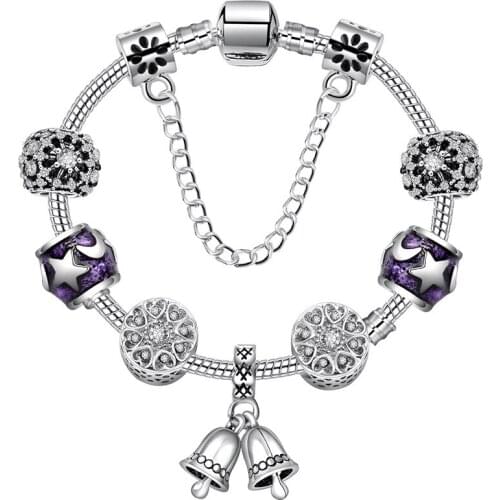 Korean version of the small fresh bell bracelet handmade DIY personality stars moon alloy bead snake bone jewelry