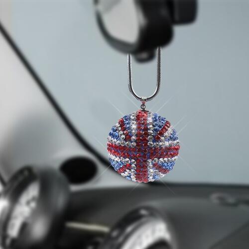 LUNASBORE Crystal bling Round Shaped Diamond Hanging Decorations Car Rearview Mirror Car-styling Pendant For BMW Mini VW Honda