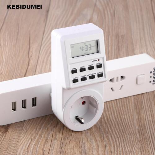 KEBIDUMEI Kitchen Timer Switch Socket with Clock Summer Time Random Function Power Socket Eu Plug for cooking food Drop Shipping