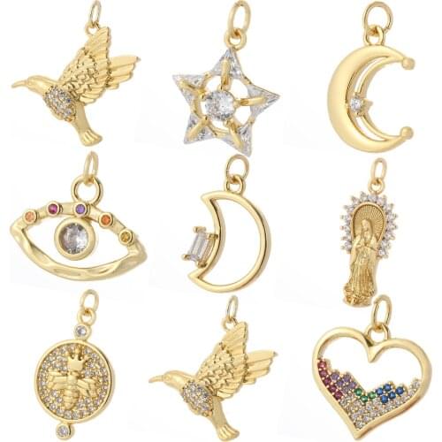 Love Bird Bee Star Moon Animals Natural Chrams Diy Necklace Pendant Jewely Making Designer Cute Earrings Charms Evil Blue Eye
