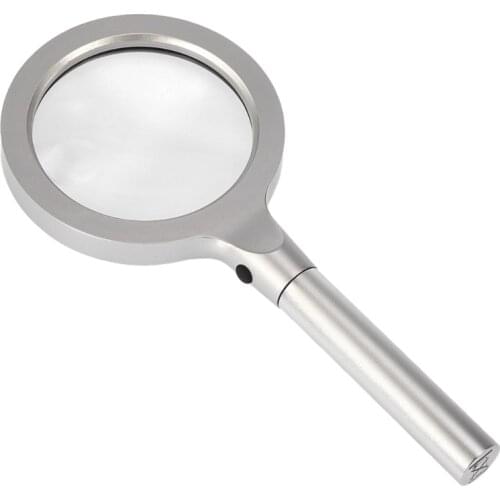 Metal Handheld Magnifier 12 LED Reading Magnifying Glass 5X 10X Magnifying Lens Loupe Double Lenses