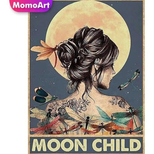 MomoArt Diamond Painting Butterfly Woman New Arrival Diamond Mosaic Moon Full Drill Square Embroidery Cross Stitch Wall Decor