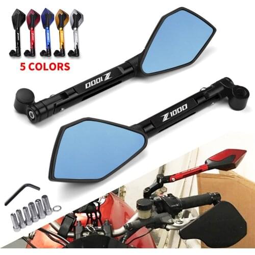 Motorcycle Bluish Reverse Side Mirrors Motorbike Rear view Mirrors CNC For Kawasaki Z1000 Z 1000 Z1000SX 2015-2021 Accessories