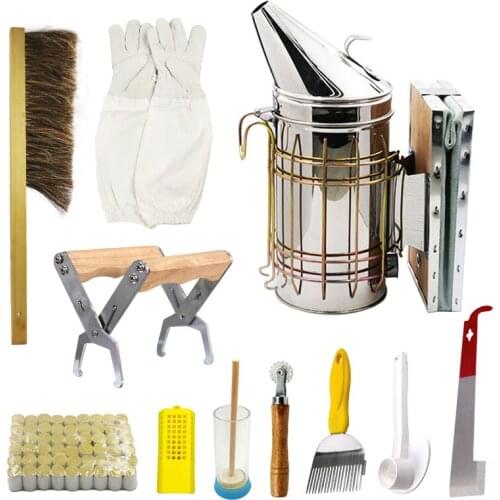 11-Piece Beekeeping Tool Kit Beekeeping Equipment Beehive Tool Set Beekeeping Smoke Blower Bee Gloves Beekeeping Kit