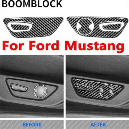 Car Seat Adjustment Switch Button Cover Carbon Fiber Sticker Accessories Decoration For Ford Mustang 2015 2016 2017 2018 2019