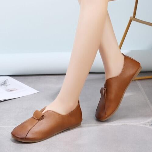 New Arrival Plus Size Loafers Ladies Shoes Casual Comfortable Flats Female Shoes Genuine Leather Shoes Woman